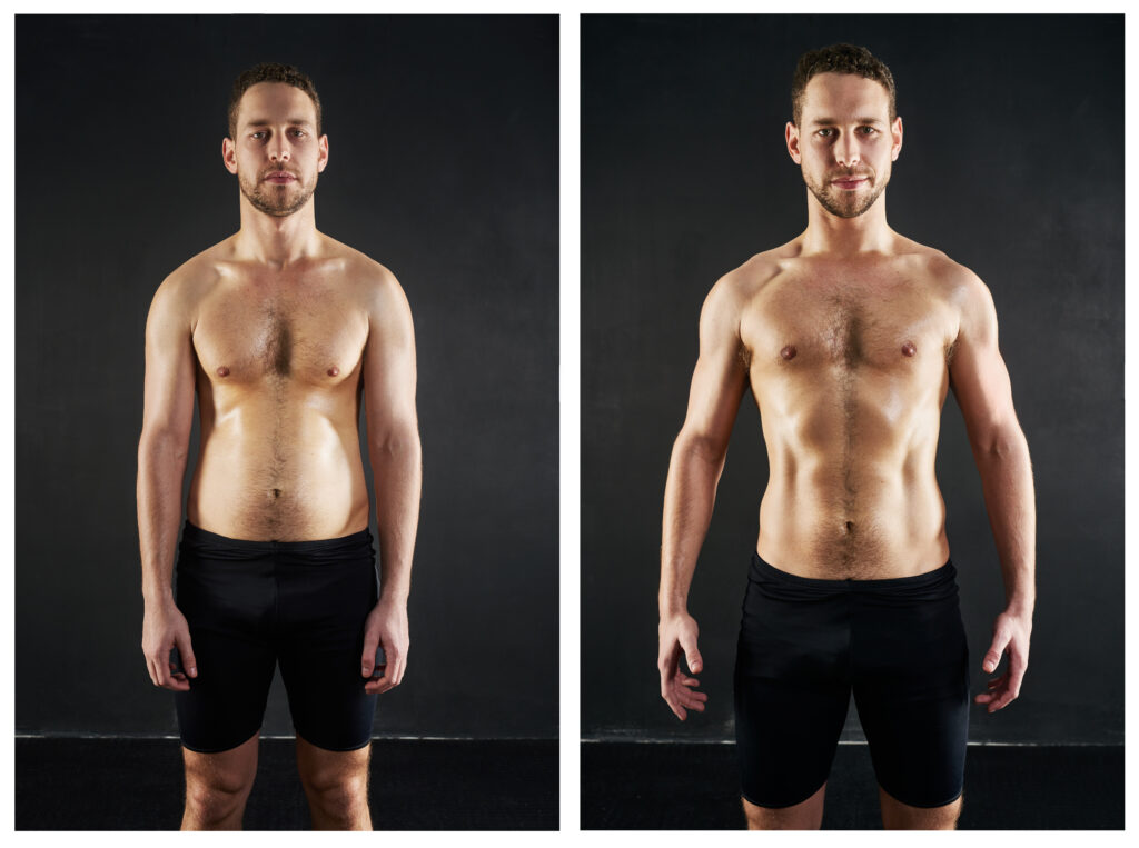 body recomposition over 40 before and after transformation